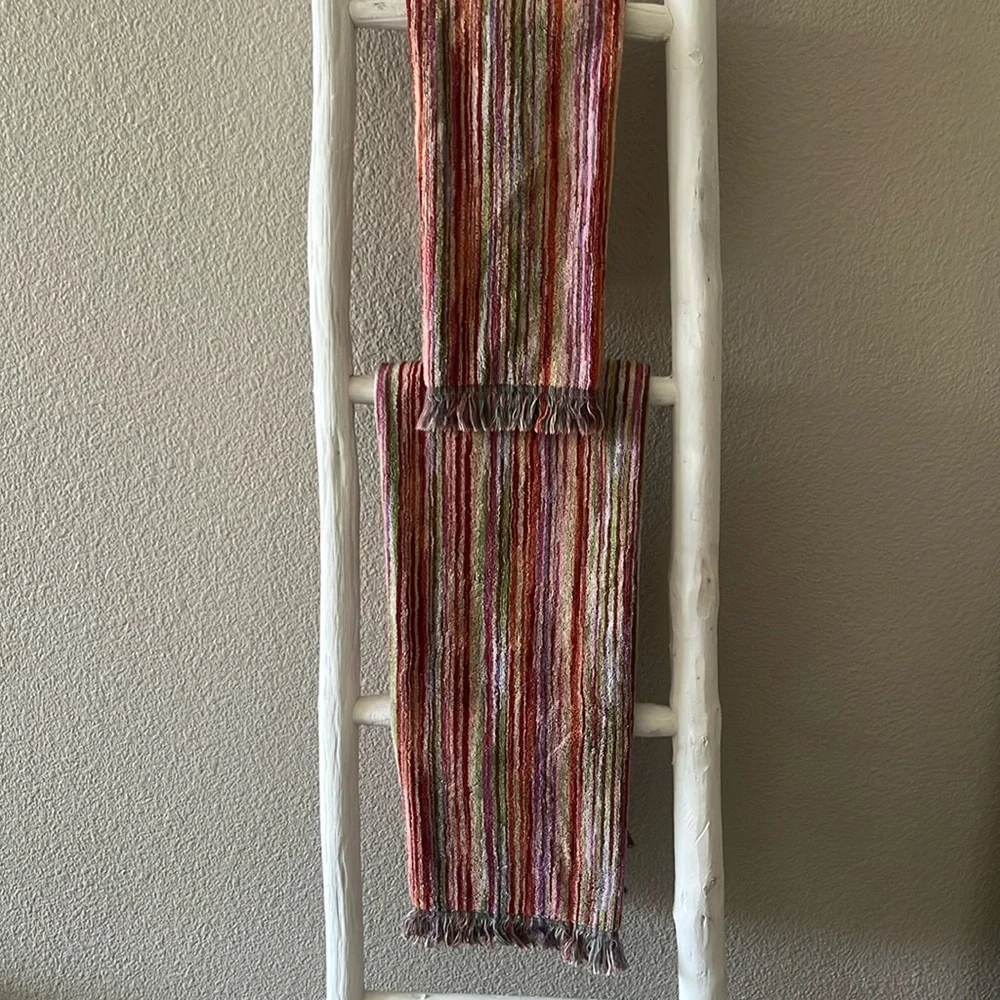 MISSONI Multi-Colored Stripped Hand & Bath Towels with Fringe / Set of 2…